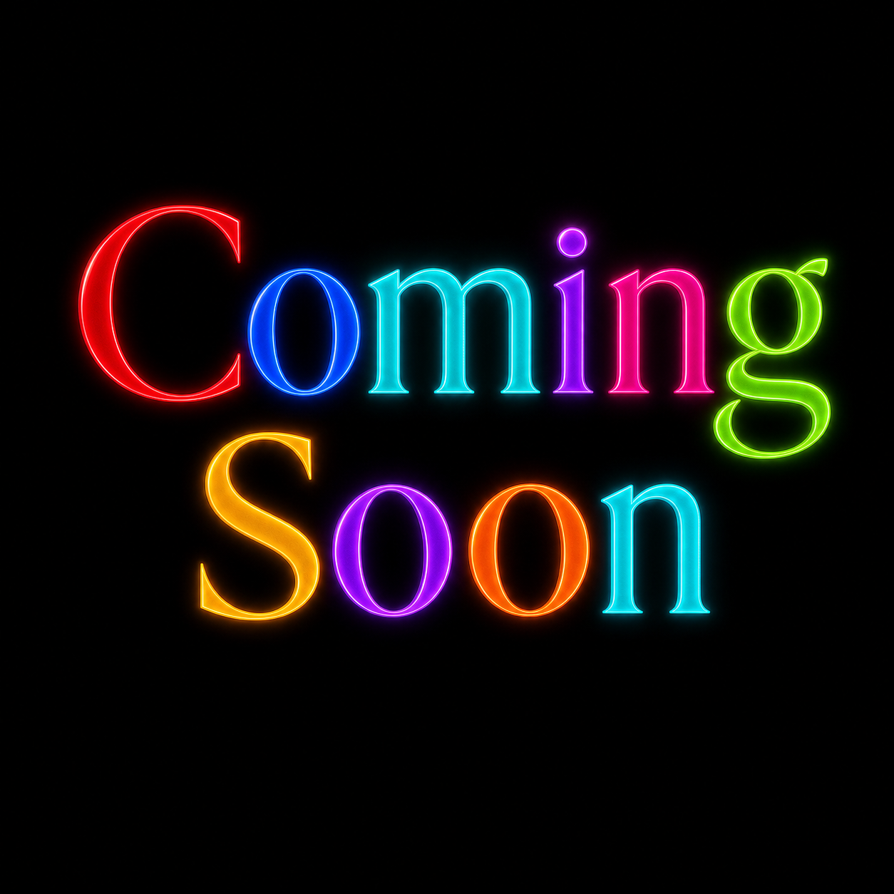 一文字ずつ異なるビビッドカラーで描いたComing Soon